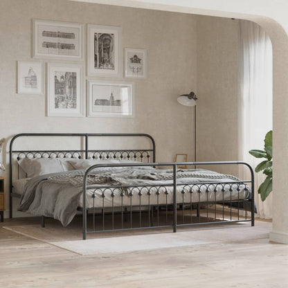 Metal Bed Frame without Mattress with Footboard Black 76"x79.9