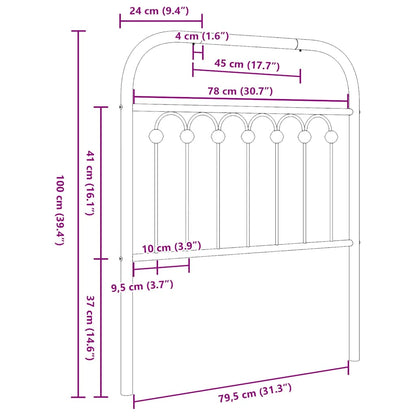 Metal Replace Headboard Black 80 cm