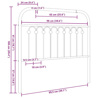 Metal Replace Headboard Black 100 cm