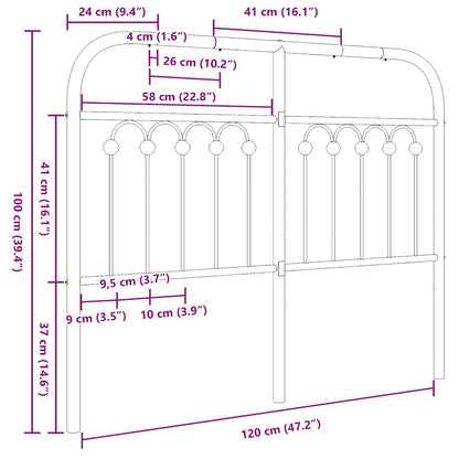 Metal Replace Headboard Black 120 cm