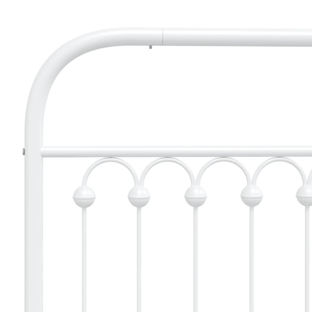 Metal Bed Frame without Mattress with Headboard White 100x190cm