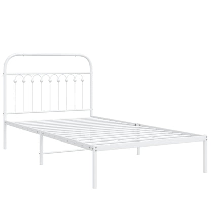 vidaXL Bed Frame White Steel 39.4 x 78.7 in Bed Frame Rectangular