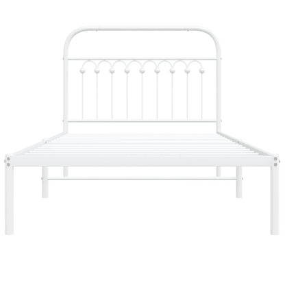vidaXL Bed Frame White Steel 39.4 x 78.7 in Bed Frame Rectangular