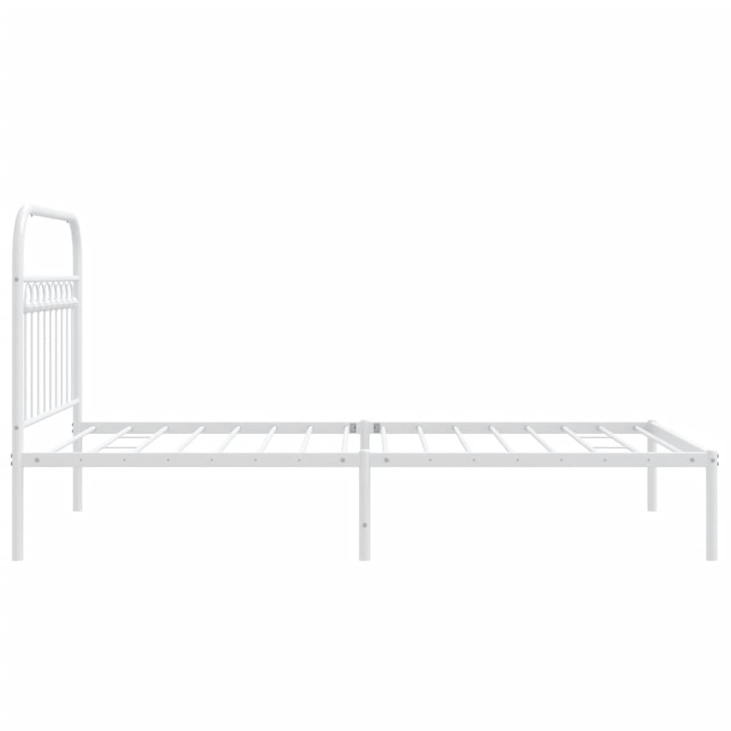 vidaXL Bed Frame White Steel 39.4 x 78.7 in Bed Frame Rectangular