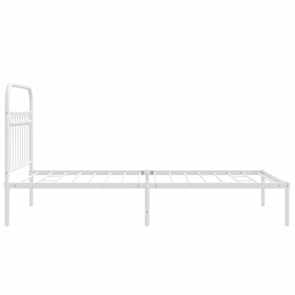 vidaXL Bed Frame White Steel 39.4 x 78.7 in Bed Frame Rectangular