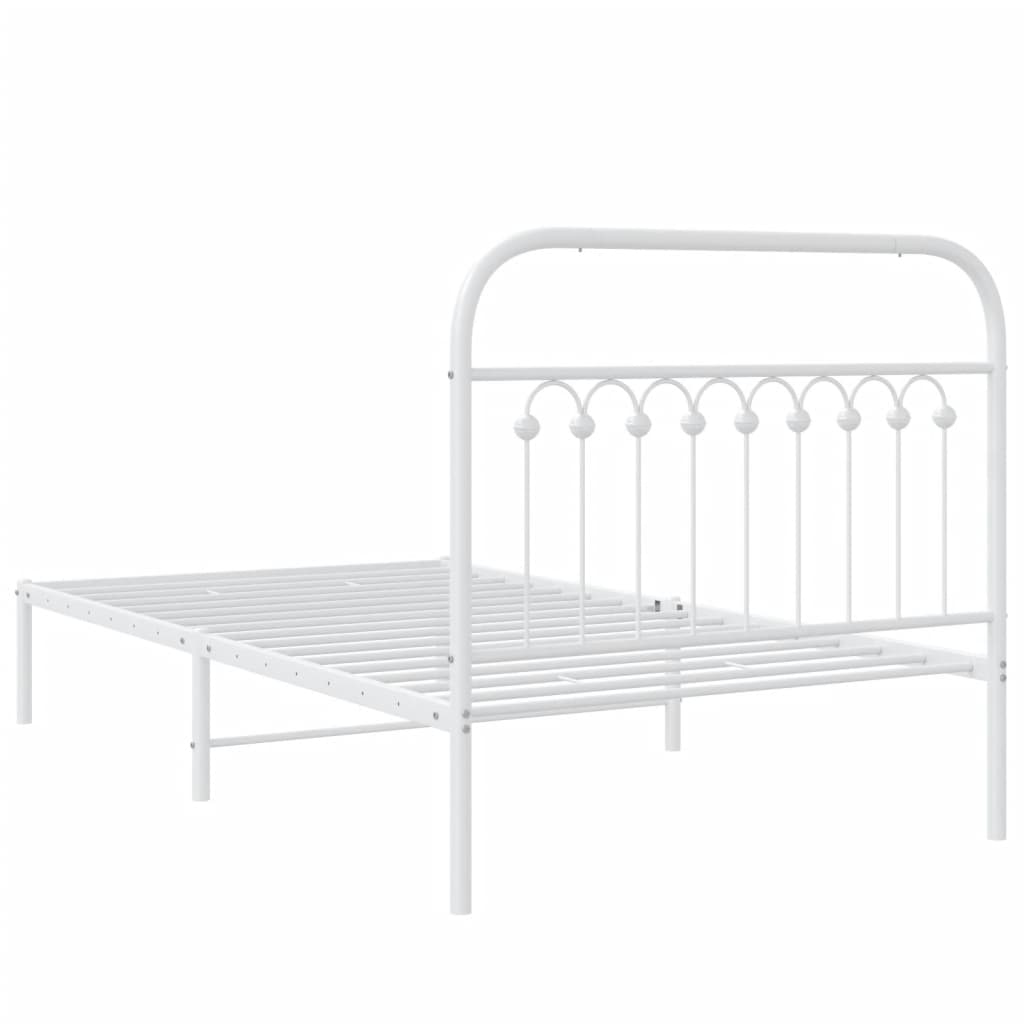 vidaXL Bed Frame White Steel 39.4 x 78.7 in Bed Frame Rectangular