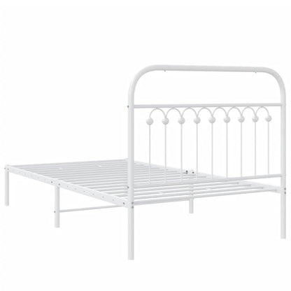 vidaXL Bed Frame White Steel 39.4 x 78.7 in Bed Frame Rectangular