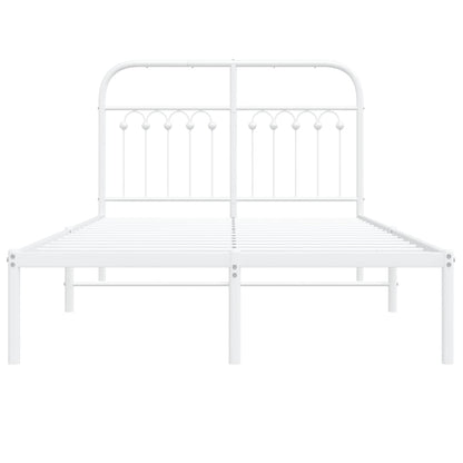 Metal Bed Frame without Mattress with Headboard White 120x190cm