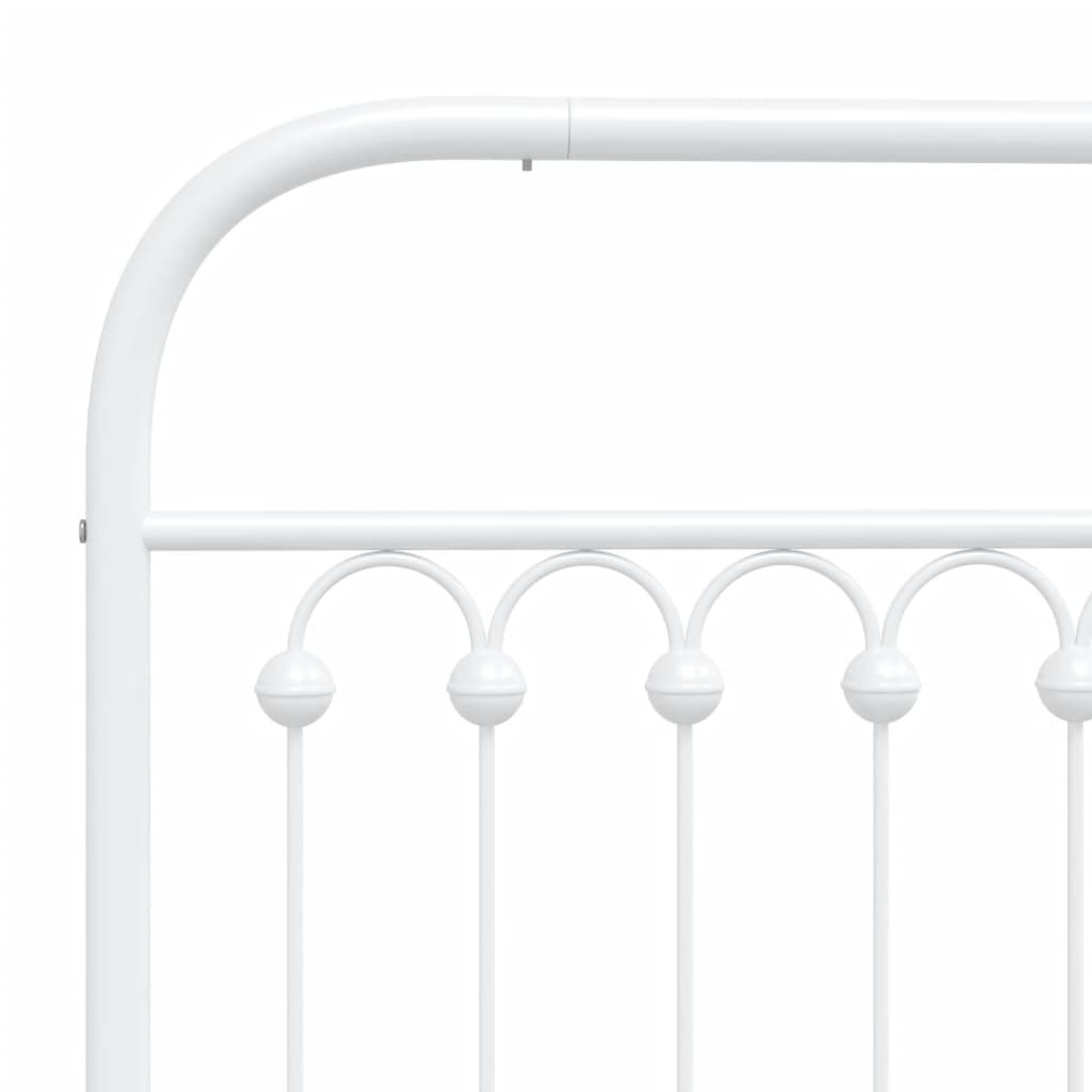Metal Bed Frame without Mattress with Headboard White 120x190cm