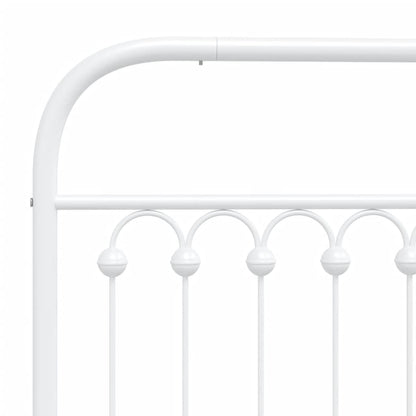 Metal Bed Frame without Mattress with Headboard White 120x190cm
