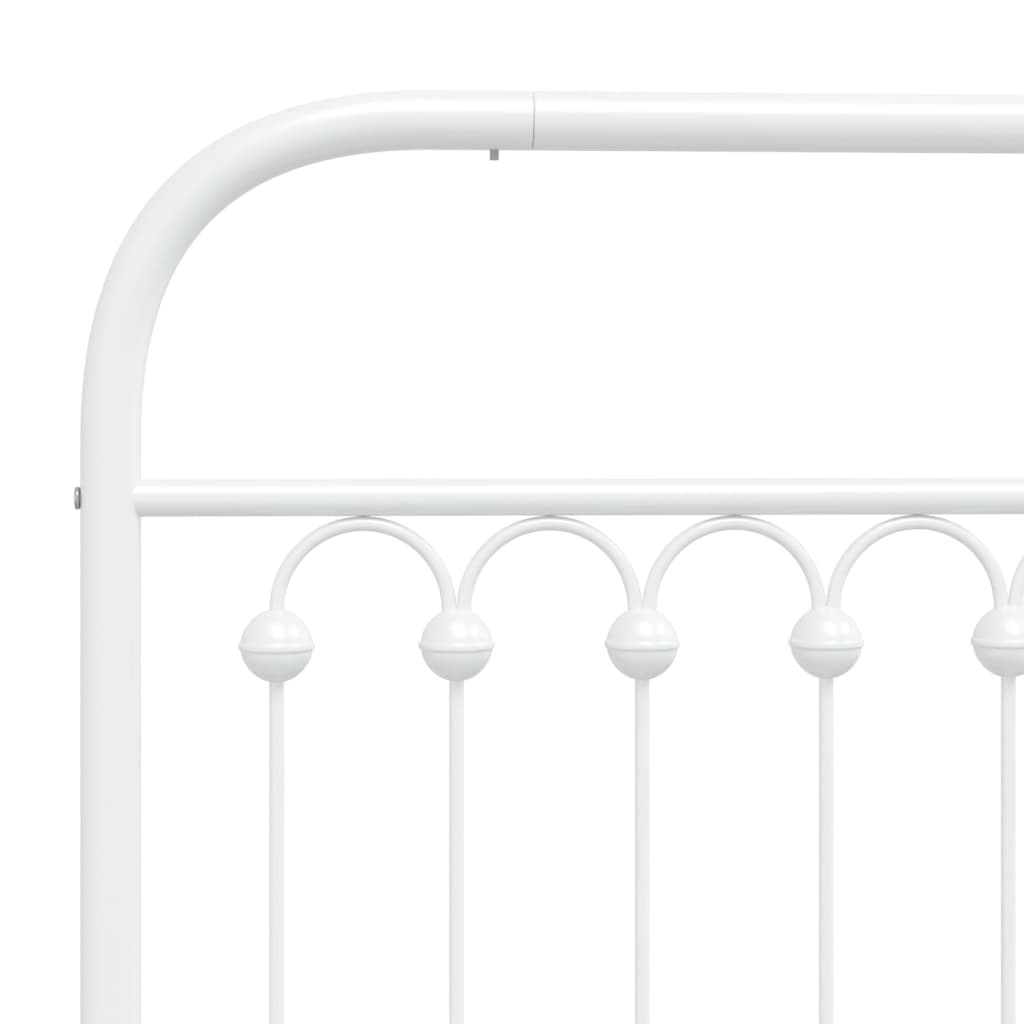 Metal Bed Frame without Mattress with Headboard White 135x190cm