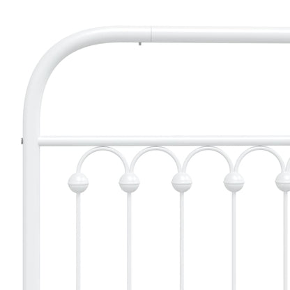 Metal Bed Frame without Mattress with Headboard White 135x190cm