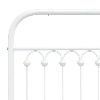 Metal Bed Frame without Mattress with Footboard White 150x200cm