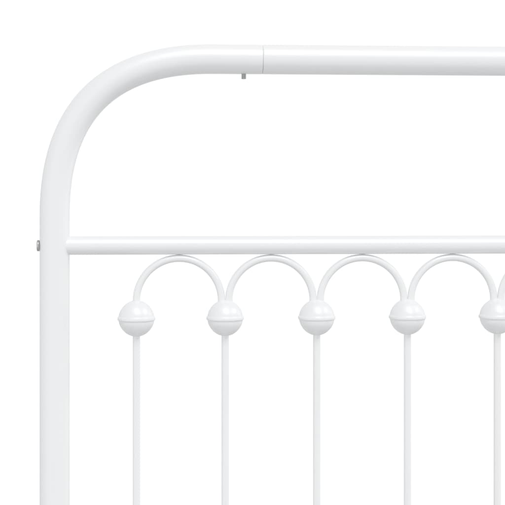 Metal Bed Frame without Mattress with Footboard White 193x203cm