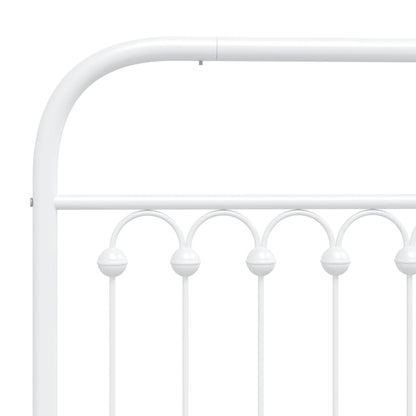 Metal Bed Frame without Mattress with Footboard White 193x203cm