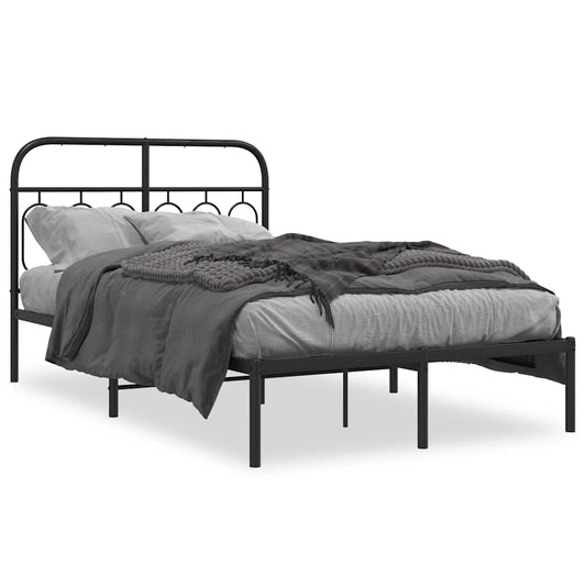 Metal Bed Frame without Mattress with Headboard Black 120x200cm