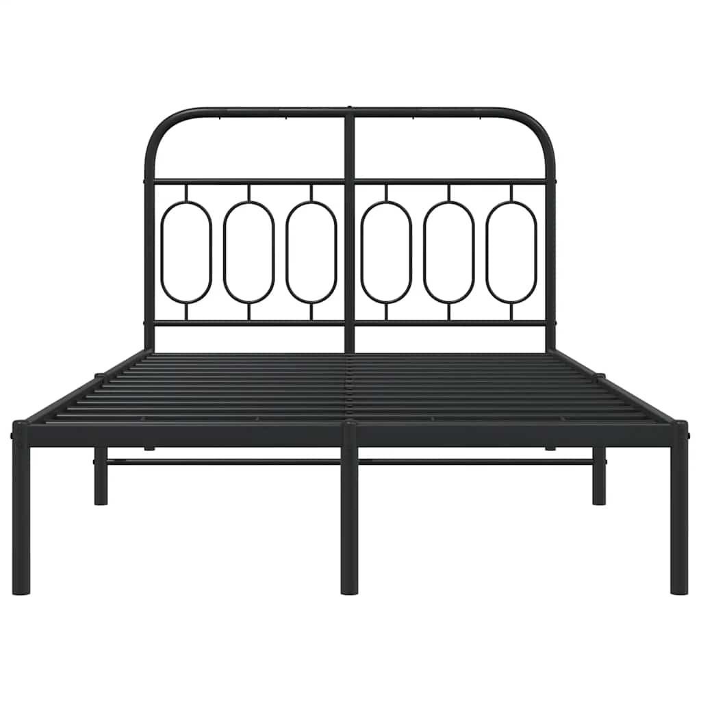 Metal Bed Frame without Mattress with Headboard Black 120x200cm