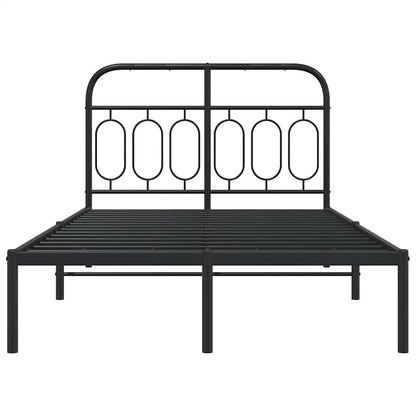 Metal Bed Frame without Mattress with Headboard Black 120x200cm