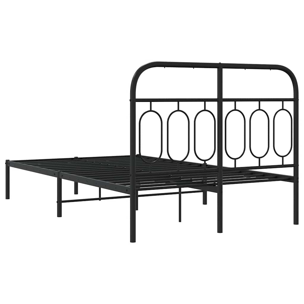 Metal Bed Frame without Mattress with Headboard Black 120x200cm