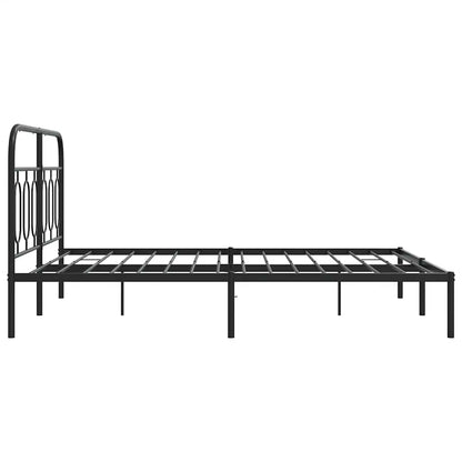 Metal Bed Frame without Mattress with Headboard Black 135x190cm