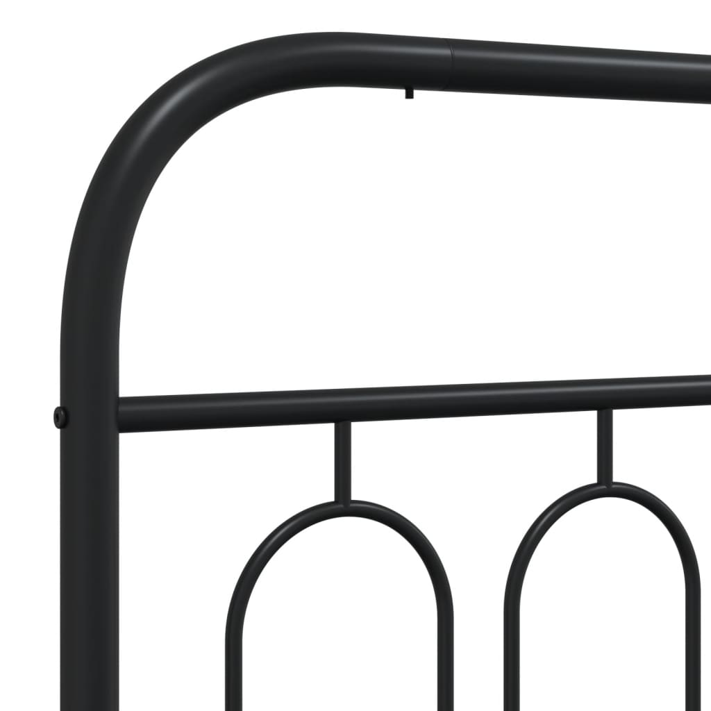 Metal Bed Frame without Mattress with Headboard Black 140x200cm