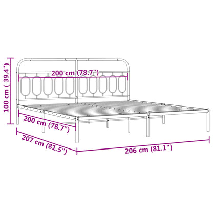 Metal Bed Frame without Mattress with Headboard Black 200x200cm