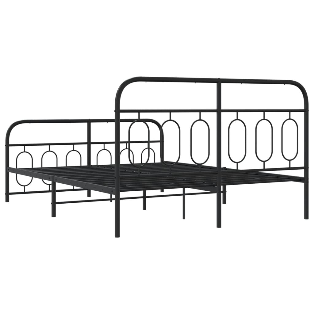 Metal Bed Frame without Mattress with Footboard Black 140x190cm