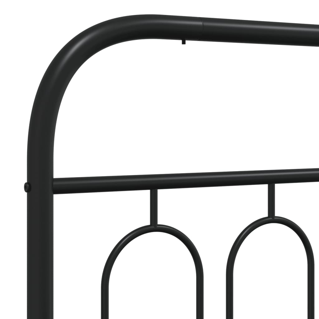 Metal Bed Frame without Mattress with Footboard Black 140x190cm