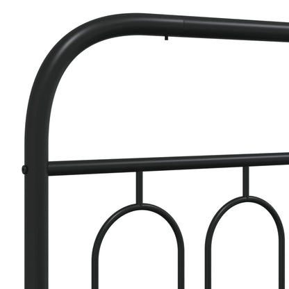 Metal Bed Frame without Mattress with Footboard Black 140x190cm