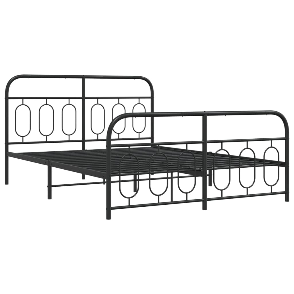Bed Frame Black Steel Full Bed Frame Rectangular Modern