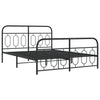 Metal Bed Frame without Mattress with Footboard Black 150x200cm