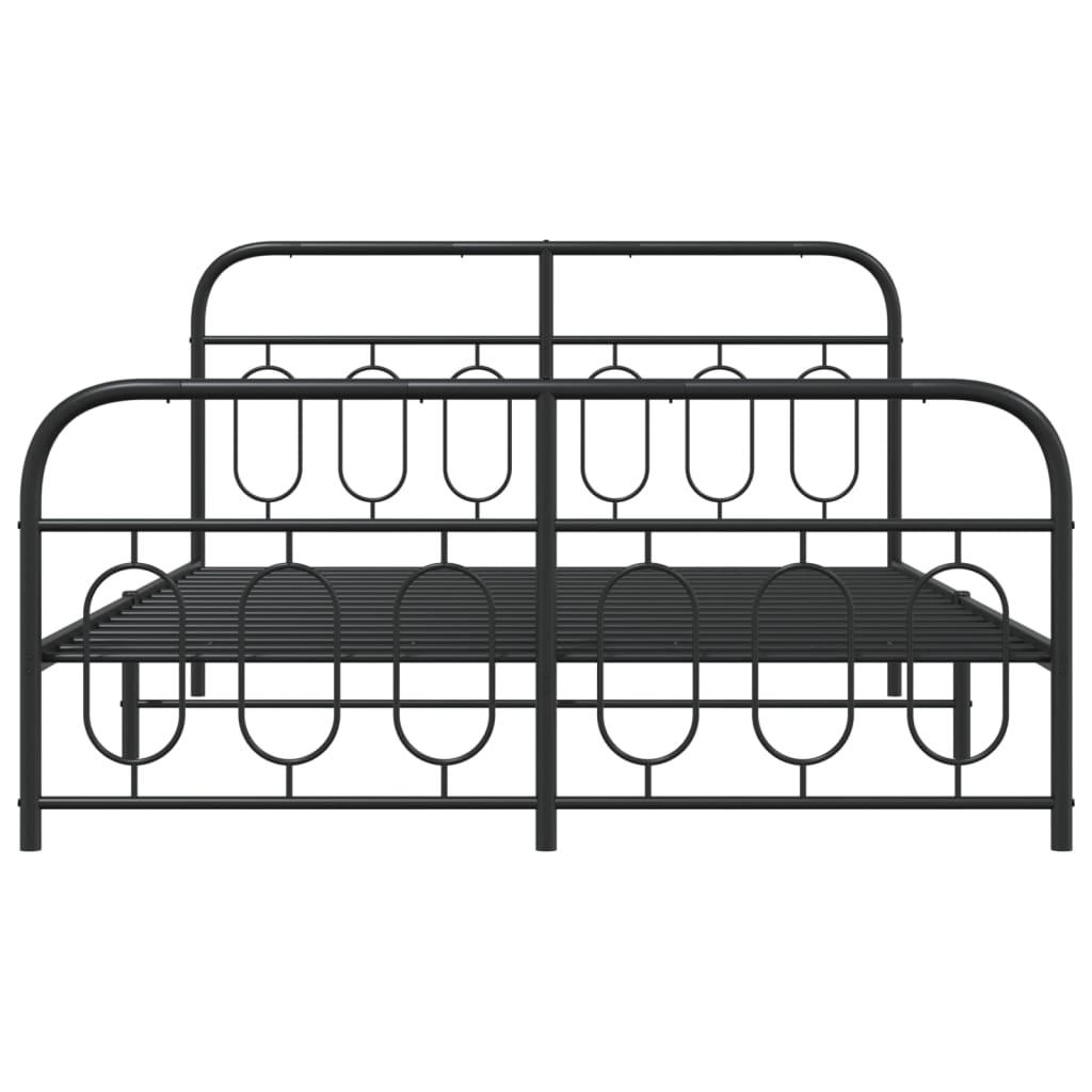 Bed Frame Black Steel Full Bed Frame Rectangular Modern