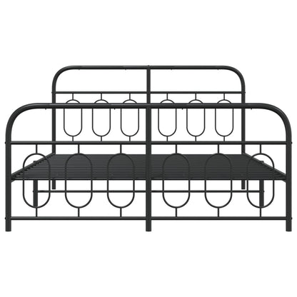 Bed Frame Black Steel Full Bed Frame Rectangular Modern