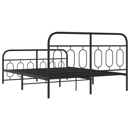 Bed Frame Black Steel Full Bed Frame Rectangular Modern