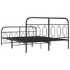 Metal Bed Frame without Mattress with Footboard Black 150x200cm