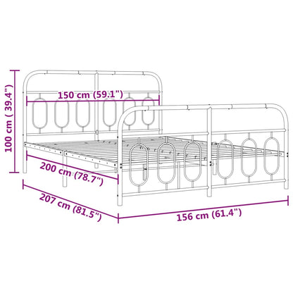 Bed Frame Black Steel Full Bed Frame Rectangular Modern