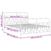 Metal Bed Frame without Mattress with Footboard Black 150x200cm