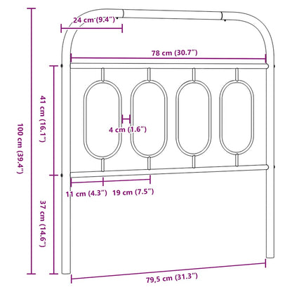 Metal Replace Headboard Black 80 cm