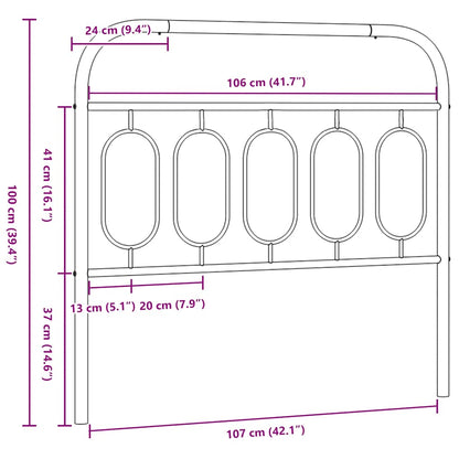 Metal Replace Headboard Black 107 cm