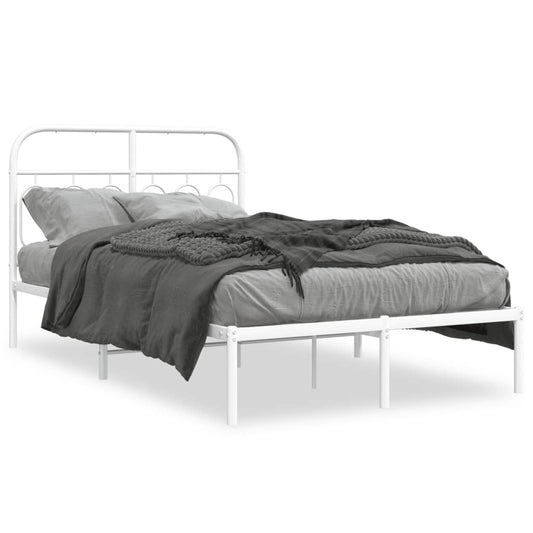 Metal Bed Frame without Mattress with Headboard White 120x200cm