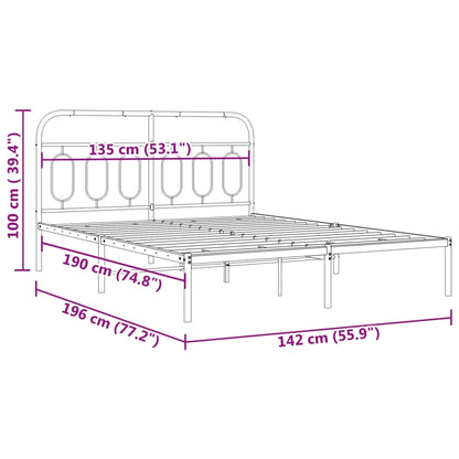 Metal Bed Frame without Mattress with Headboard White 135x190cm