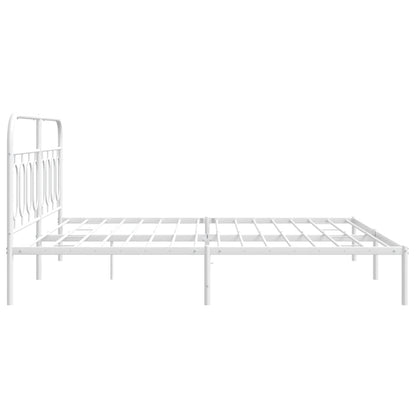 Metal Bed Frame without Mattress with Headboard White 160x200cm