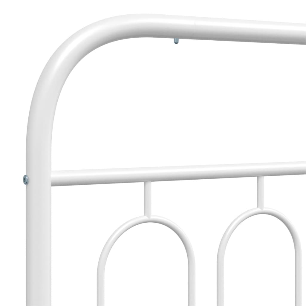 Metal Bed Frame without Mattress with Headboard White 183x213cm