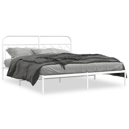 Metal Bed Frame without Mattress with Headboard White 76"x79.9