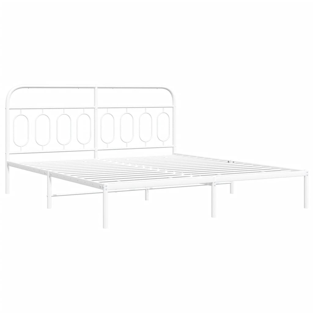 Metal Bed Frame without Mattress with Headboard White 76"x79.9