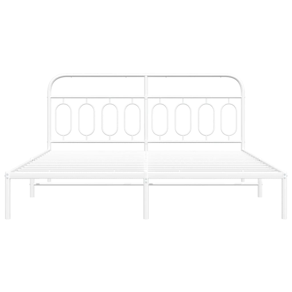Metal Bed Frame without Mattress with Headboard White 76"x79.9