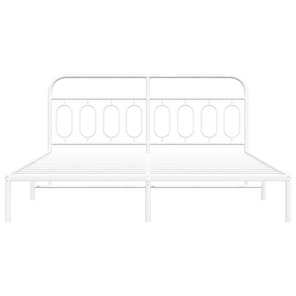 Metal Bed Frame without Mattress with Headboard White 76"x79.9