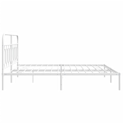 Metal Bed Frame without Mattress with Headboard White 76"x79.9