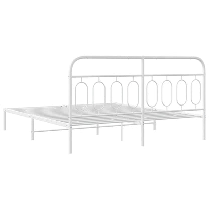 Metal Bed Frame without Mattress with Headboard White 76"x79.9
