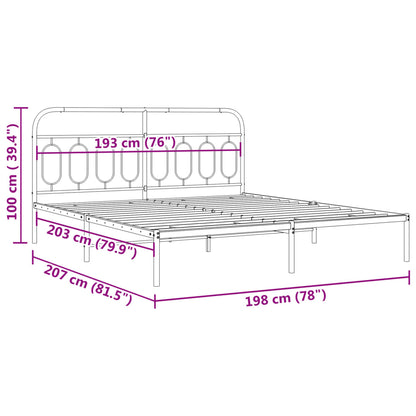 Metal Bed Frame without Mattress with Headboard White 76"x79.9